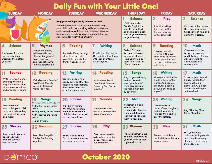 Early Literacy Calendar Early Literacy Calendar